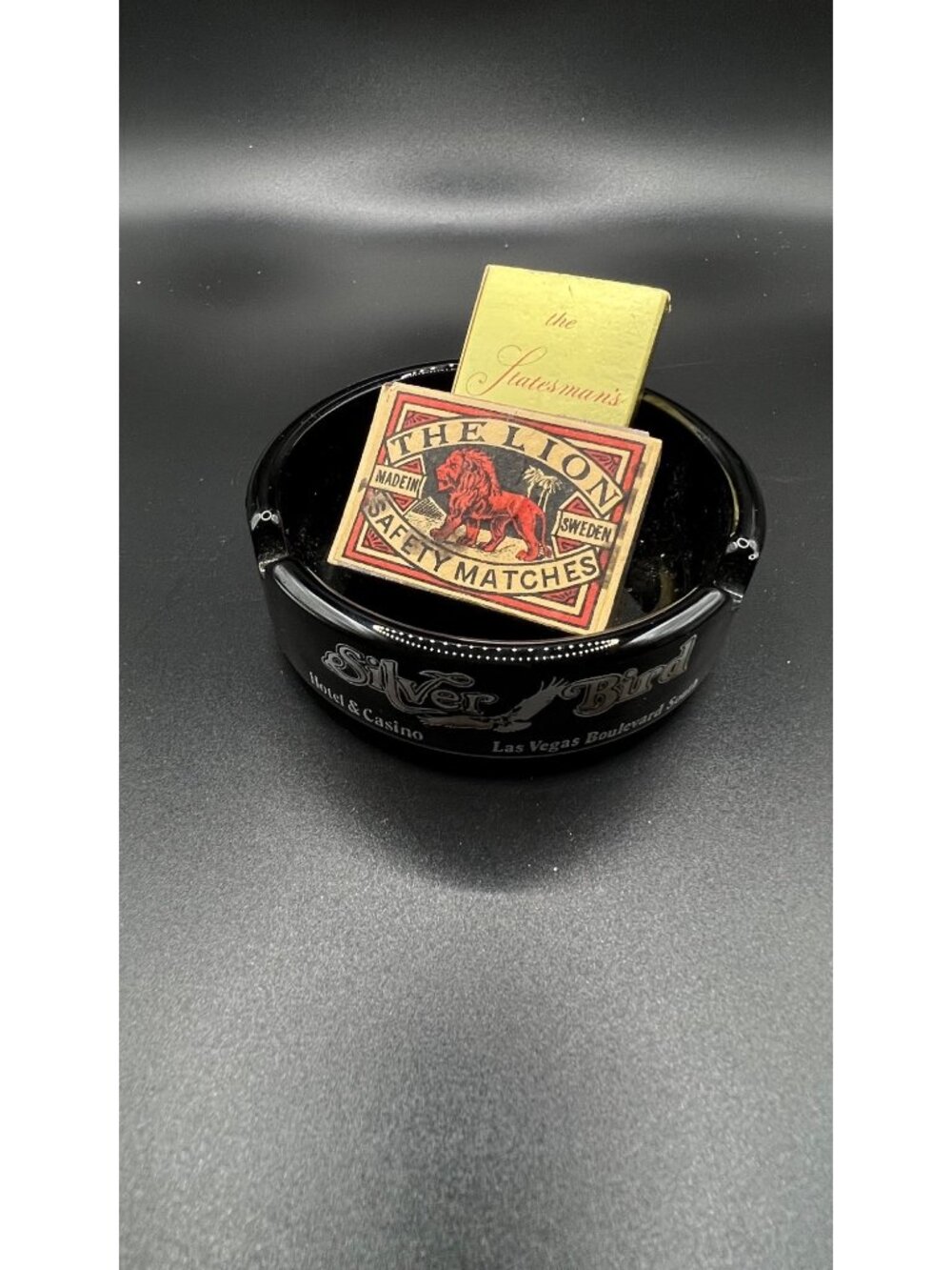 Vintage Silver Bird Casino Ashtray Matchboxes Collectible Las Vegas Memorabilia